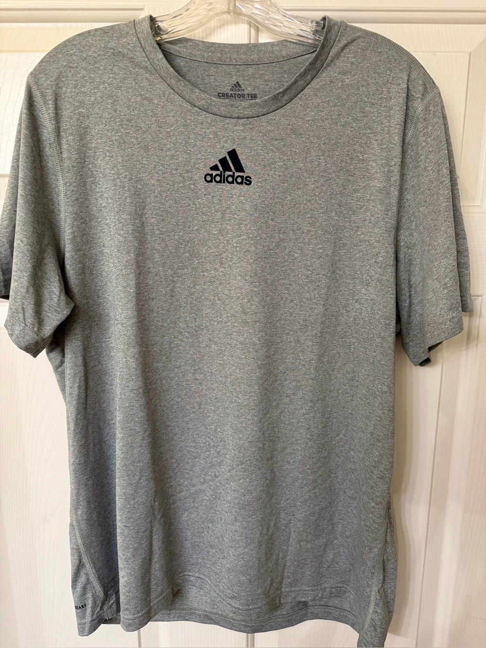 New Adidas  Creator Short Sleeve Shirt T-shirt Training Logo Gray Black Large L